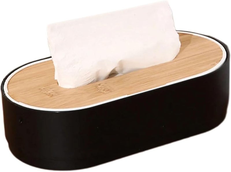 حامل علبة المناديل المصنوع يدويًا من الخيزران الأسود لتزيين المنزل والمكتب - Image 1